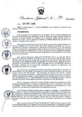 Resolución Jefatural N° 213-2019-AGN/J