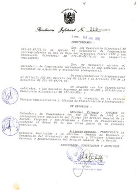 Resolución Jefatural N° 113-1995/AGN/J