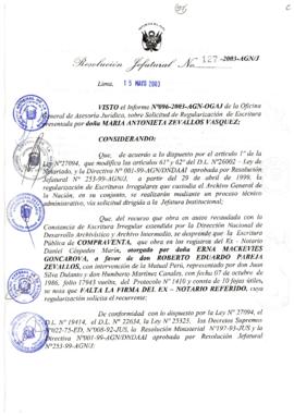 Resolución Jefatural N° 127-2003-AGN/J