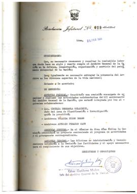 Resolución Jefatural N° 019-1986/AGN/J