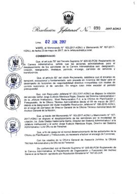 Resolución Jefatural N° 090-2017-AGN/J