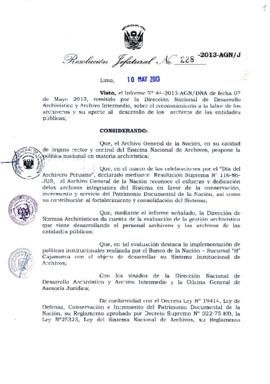 Resolución Jefatural N° 228-2013-AGN/J