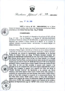 Resolución Jefatural N° 329-2009-AGN/J
