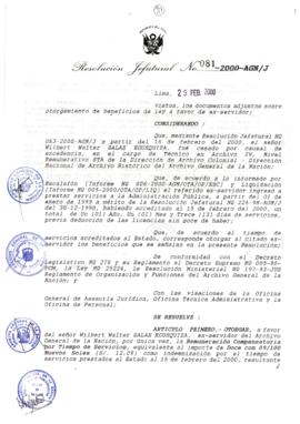 Resolución Jefatural N° 081-2000/AGN/J