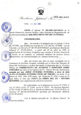 Resolución Jefatural N° 260-2003-AGN/J