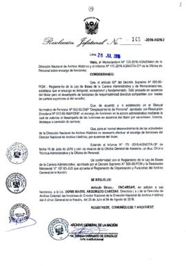 Resolución Jefatural N° 145-2016-AGN/J