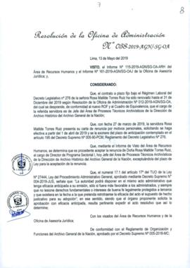 Resolución de la Oficina de Administración N° 038-2019-AGN/SG-OA