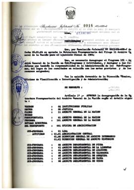 Resolución Jefatural N° 016-1984/AGN/J