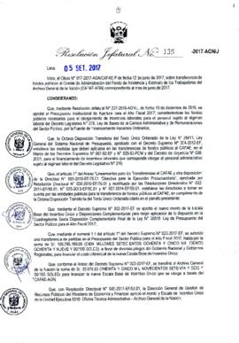 Resolución Jefatural N° 135-2017-AGN/J