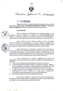 Resolución Jefatural N° 057-2012-AGN/J