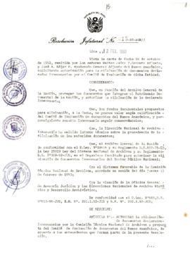 Resolución Jefatural N° 015-1993/AGN/J