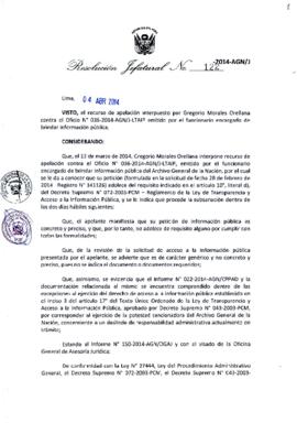 Resolución Jefatural N° 122-2014-AGN/J
