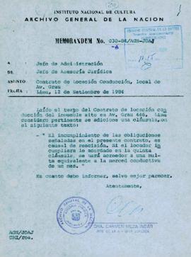 MEMORANDUM 030-84/AGN-JOAJ