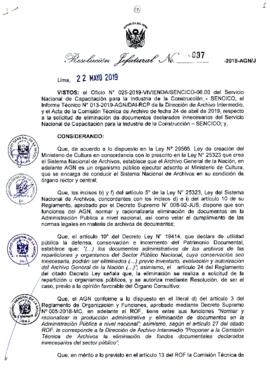 Resolución Jefatural N° 097-2019-AGN/J