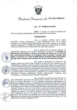Resolución Directoral N° 010-2013-AGN/OTA
