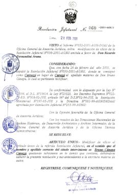 Resolución Jefatural N°060-2001/AGN/J