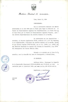 Resolución Directoral N° 01-84-AGN/OA