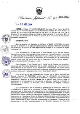 Resolución Jefatural N° 282-2014-AGN/J