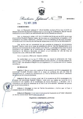 Resolución Jefatural N° 233-2019-AGN/J