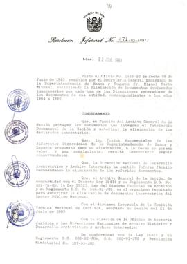 Resolución Jefatural N° 071-1993/AGN/J