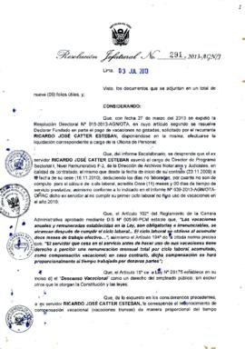 Resolución Jefatural N° 291-2013-AGN/J