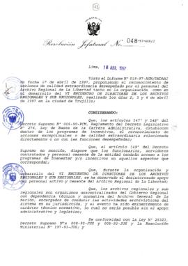 Resolución Jefatural N° 048-1997/AGN/J