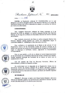 Resolución Jefatural N° 011-2019-AGN/J