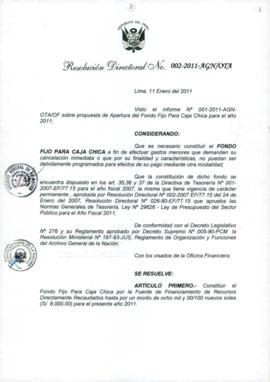 Resolución Directoral N° 002-2011-AGN/OTA